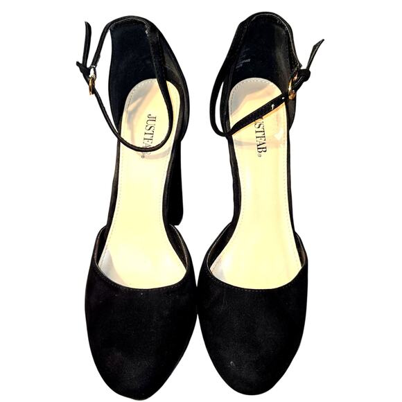 Just Fab 10 Black Platform Women's Sandal Shoe 5 Inch High Heel - Picture 2 of 7